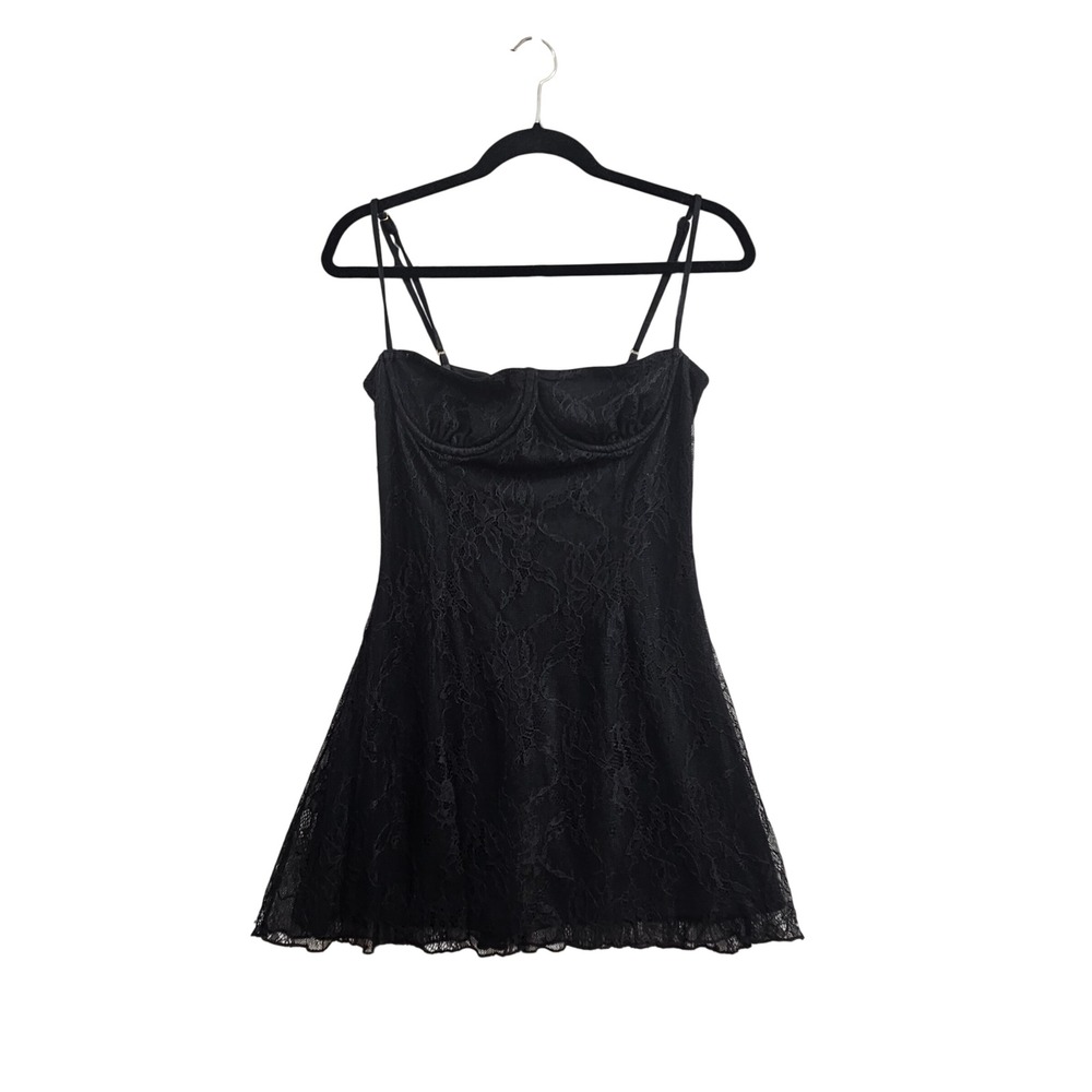 WeWoreWhat Lace Mini Dress Women Sz 6 Black Corset Bustier Underwire Sleeveless